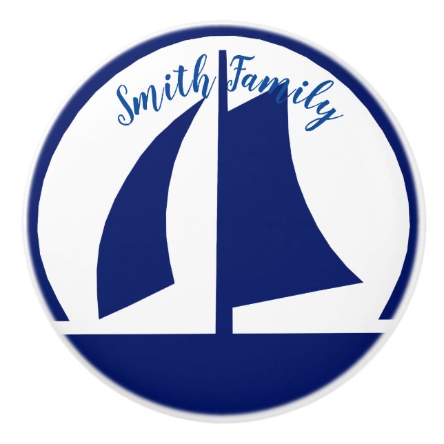 Segelboot-Monogramm-oder Namen-Gewohnheit Keramikknauf (Vorderseite)