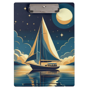 Segelboot nachts klemmbrett