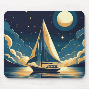 Segelboot nachts mousepad