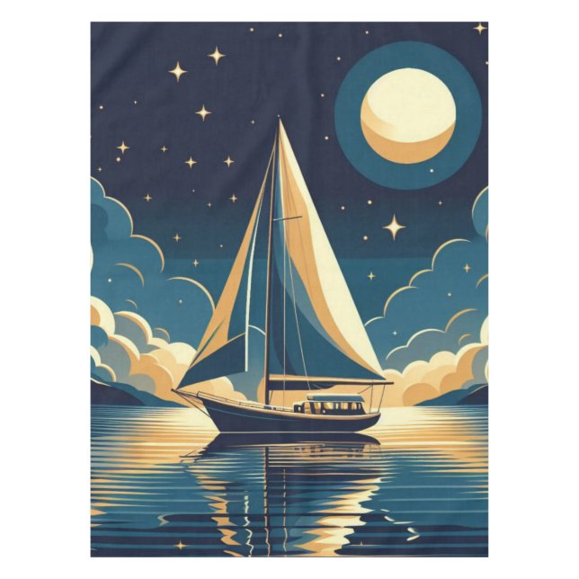 Segelboot nachts tischdecke (Vorderseite)