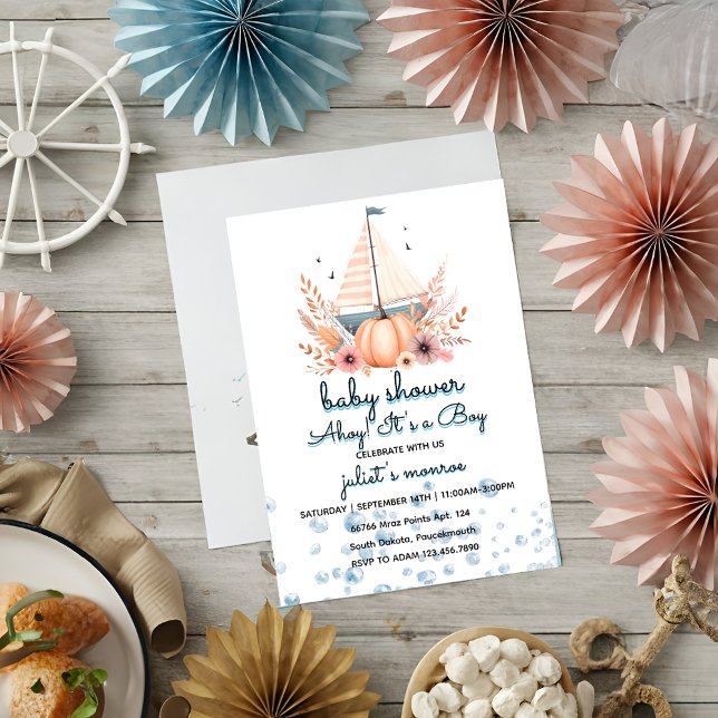 Segelboot Nautical Baby Shower Schwangerschaft Einladung (Von Creator hochgeladen)