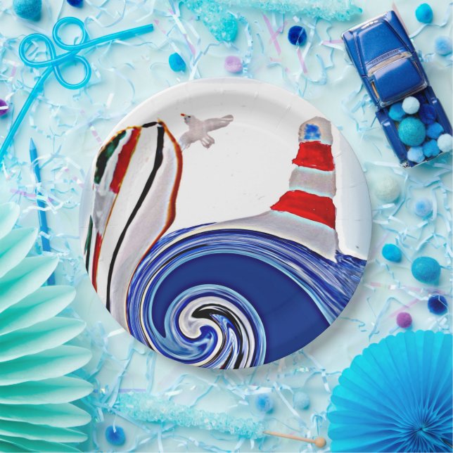Segelboot Nautical Lighthouse Pappteller (Party)