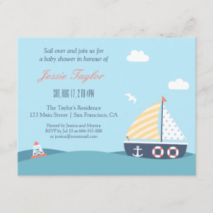 Segelboot Nautical Thema Baby Shower Einladungen