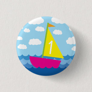 Segelboot Niedlich Kids 1. Geburtstag Party Button