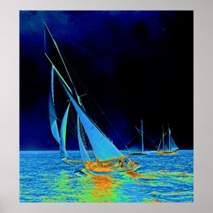 Segelboot Papoose 1887 Colorized Poster