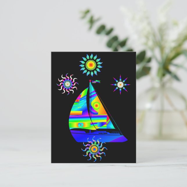 Segelboot Postkarte (Stehend Vorderseite)