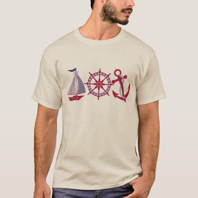 Segelboot, Rad, Anker T-Shirt (Vorderseite)