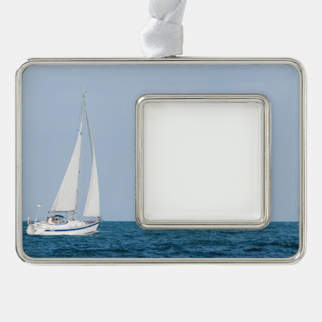 Segelboot Rahmen-Ornament Silber (Vorderseite)
