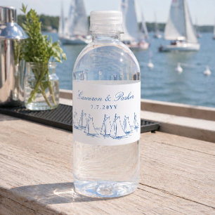 Segelboot-Regatta-Yachtclub-Hochzeitsgeschenk Wasserflaschenetikett