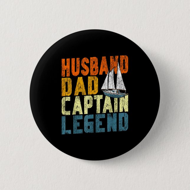 Segelboot Retro Vintage Ehemann Vater Kapitän Button (Vorderseite)