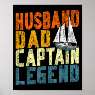 Segelboot Retro Vintage Ehemann Vater Kapitän Poster
