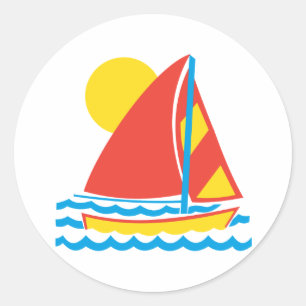 Segelboot Runder Aufkleber