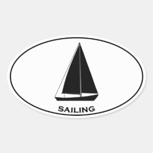 Segelboot Sailboat Oval Logo Ovaler Aufkleber