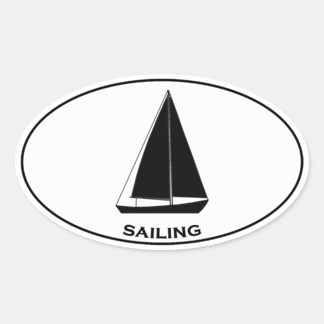 Segelboot Sailboat Oval Logo Ovaler Aufkleber (Vorderseite)