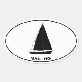 Segelboot Sailboat Oval Logo Ovaler Aufkleber