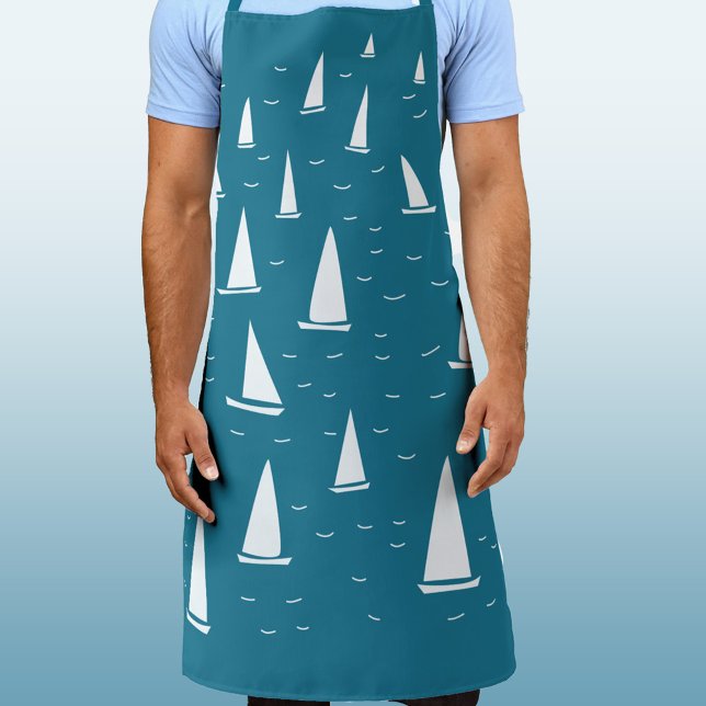 Segelboot Schürze (Sailing boat nautical teal green apron)