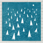 Segelboot Seascape Poster<br><div class="desc">Ein Segelboot Rennen auf einem aquamarinen grünen Ozean. Ideal für Ihren Lieblingssegler, Yachtrennen und Regatta-Fan. Original nautische Kunst von Nic Squirrell.</div>
