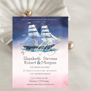 Segelboot Seesterne Hochzeit Einladung