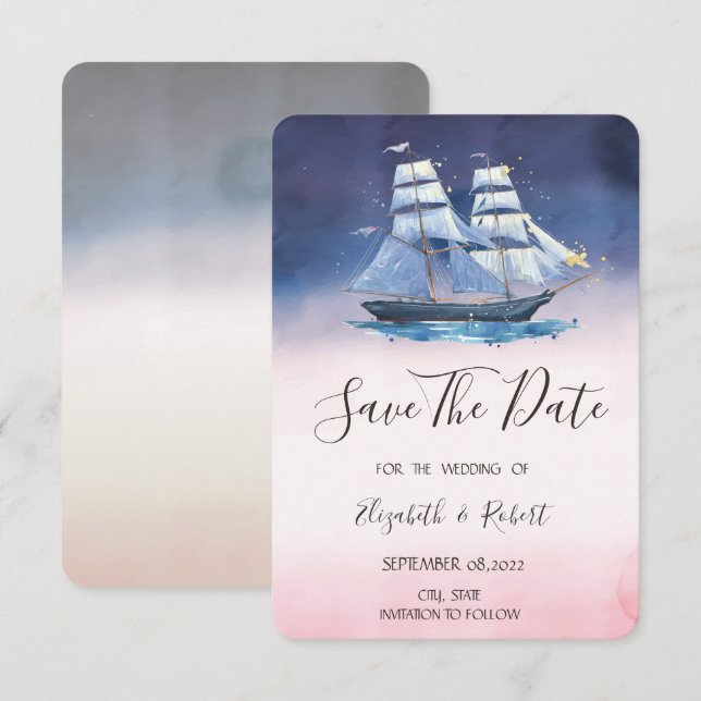 Segelboot Seesterne Nautilus Save The Date (Vorne/Hinten)