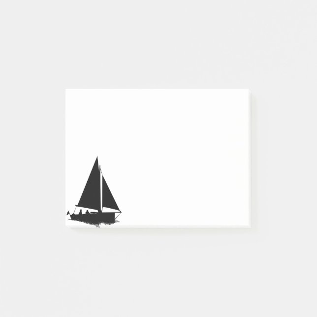 Segelboot-Silhouette Post-it Klebezettel (Vorderseite)