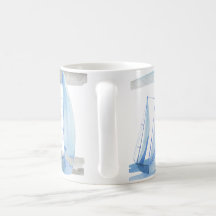 Segelboot-Tasse: Wasserfarbmuster