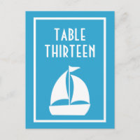 Segelboot-Tischnummern (blau / weiß)