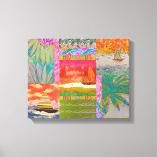 Segelboot Tropical Abstract Gespanntes Leinwanddru Leinwanddruck