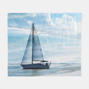 Segelboot-u. Wolken-Fleece-Decke Fleecedecke
