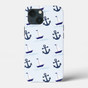 Segelboot und Anchor Muster Blau Case-Mate iPhone Hülle