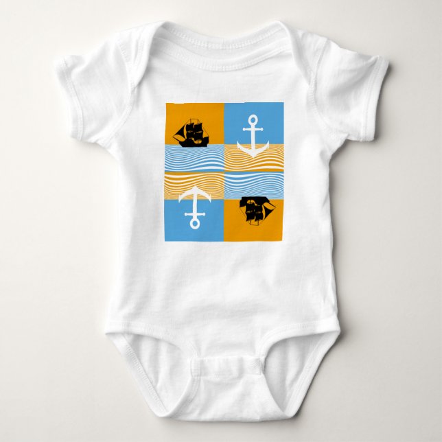 Segelboot und Ankermuster Baby Strampler (Vorderseite)