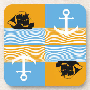 Segelboot und Ankermuster Getränkeuntersetzer