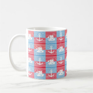 Segelboot und Ankermuster Kaffeetasse