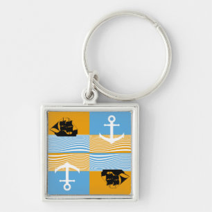 Segelboot und Ankermuster Schlüsselanhänger