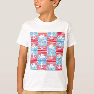 Segelboot und Ankermuster T-Shirt