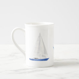 Segelboot und Blue Anchor Nautic Prozellantasse