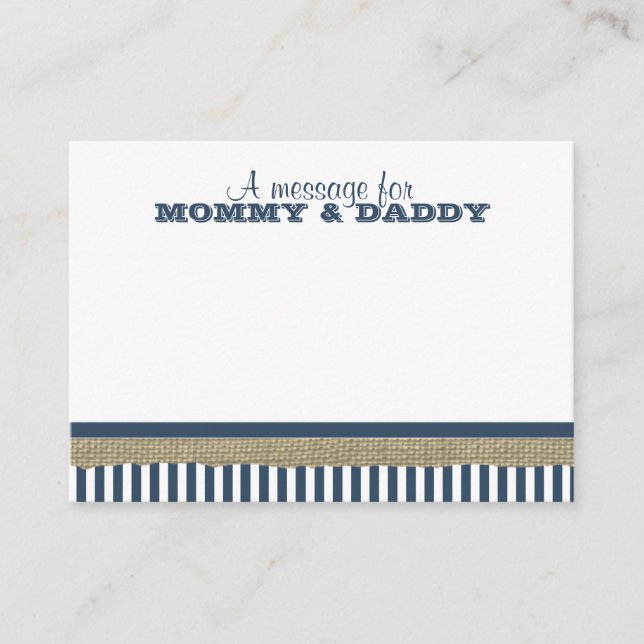 Segelboot und Blue Stripes Babydusche Begleitkarte (Vorderseite)