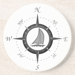 Segelboot und Kompassrose Getränkeuntersetzer