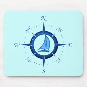 Segelboot und Kompassrose Mousepad
