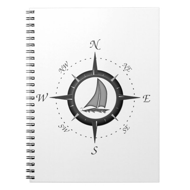 Segelboot und Kompassrose Notizblock (Vorderseite)
