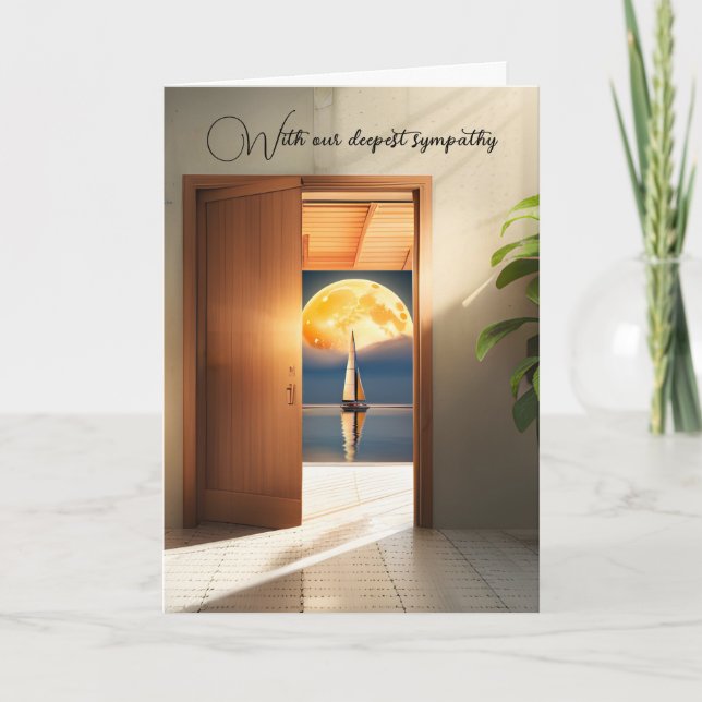 Segelboot und Mond im Beileid Karte (Vorderseite)