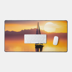 Segelboot und Ocean Sunset Schreibtischunterlage