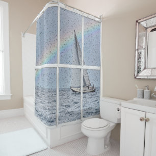 Segelboot und Regenbogen in Window Duschvorhang