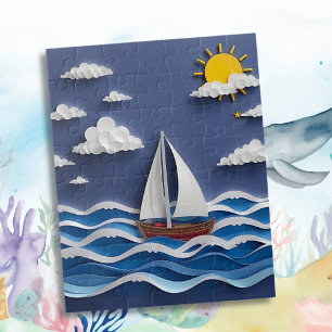 Segelboot und Sonnenschein   Papierbearbeitung Puzzle