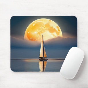 Segelboot und Vollmond Mousepad