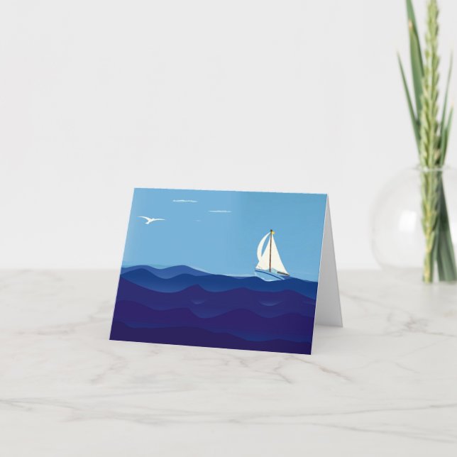 Segelboot und Wave Blank Note Card Karte (Vorderseite)
