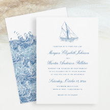 Segelboot und Wellen Elegante Navyblaue Hochzeit