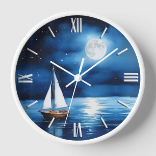 Segelboot unter Vollmond Uhr