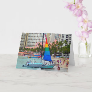 Segelboot, Waikiki Beach, Oahu Card Karte