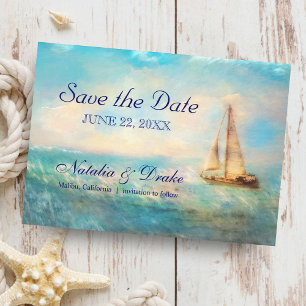 Segelboot   Wasserfarbenhochzeit Save The Date