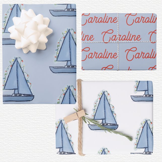 Segelboot Weihnachten  Geschenkpapier Set (Von Creator hochgeladen)